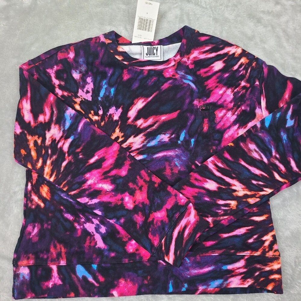 Juicy By Juicy Coture Tie Dye Swirl Black Longsleeve‎ Shirt Size Small Womens